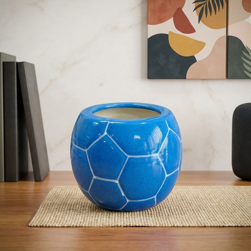 Artisan Finish Ceramic Planter - Blue