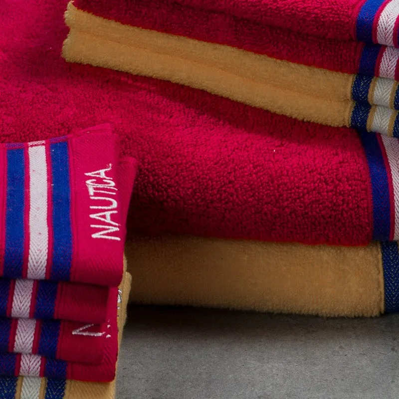 Nautica Dove Down Cotton Towel Set (Red & Beige) - Fourteen Piece Set media 5