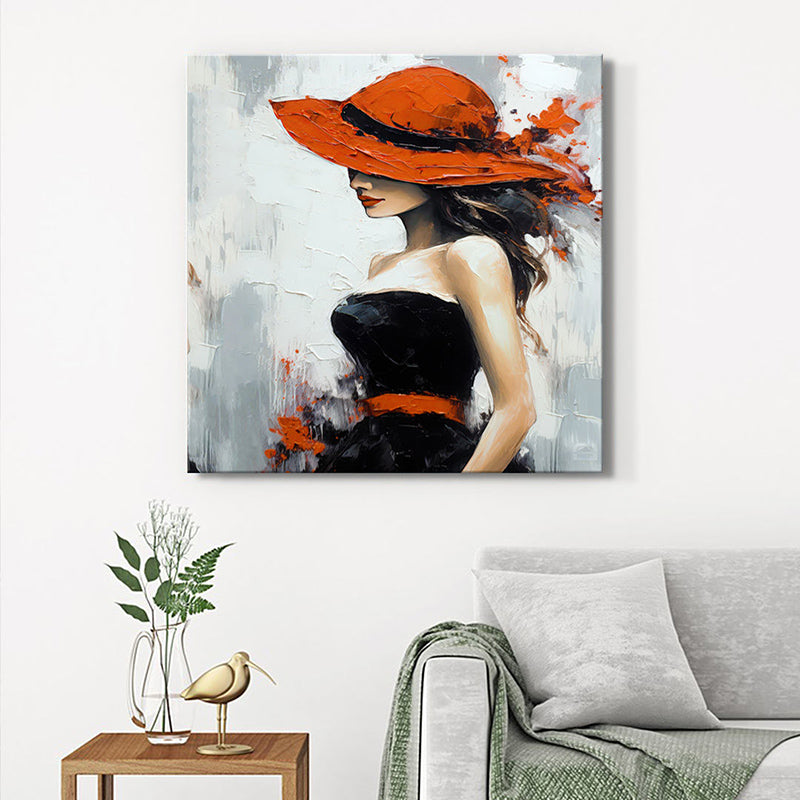 Fashion Lady With Hat Wall Painting