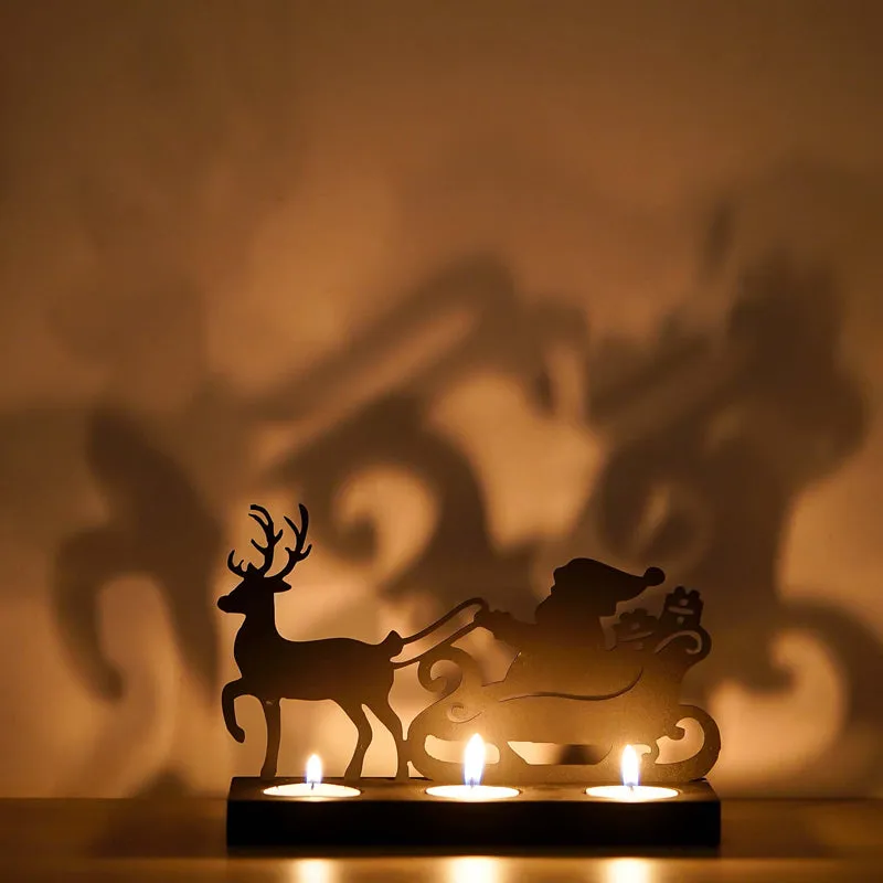 Sleigh Of Light Wood Christmas Tea Light Holder - Black media 5
