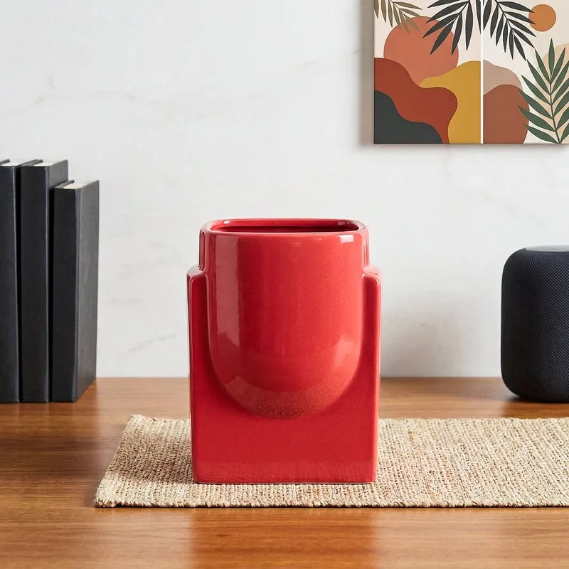 Ugaoo Minimalica Ceramic Planter - Red media 1