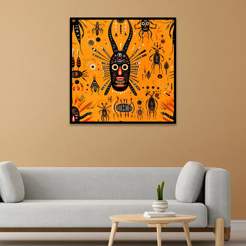 Tribal Masks Canvas Wall Art With Frame media 5
