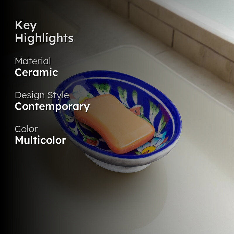 Aura Ceramic Soap Dish - Dark Blue media 2