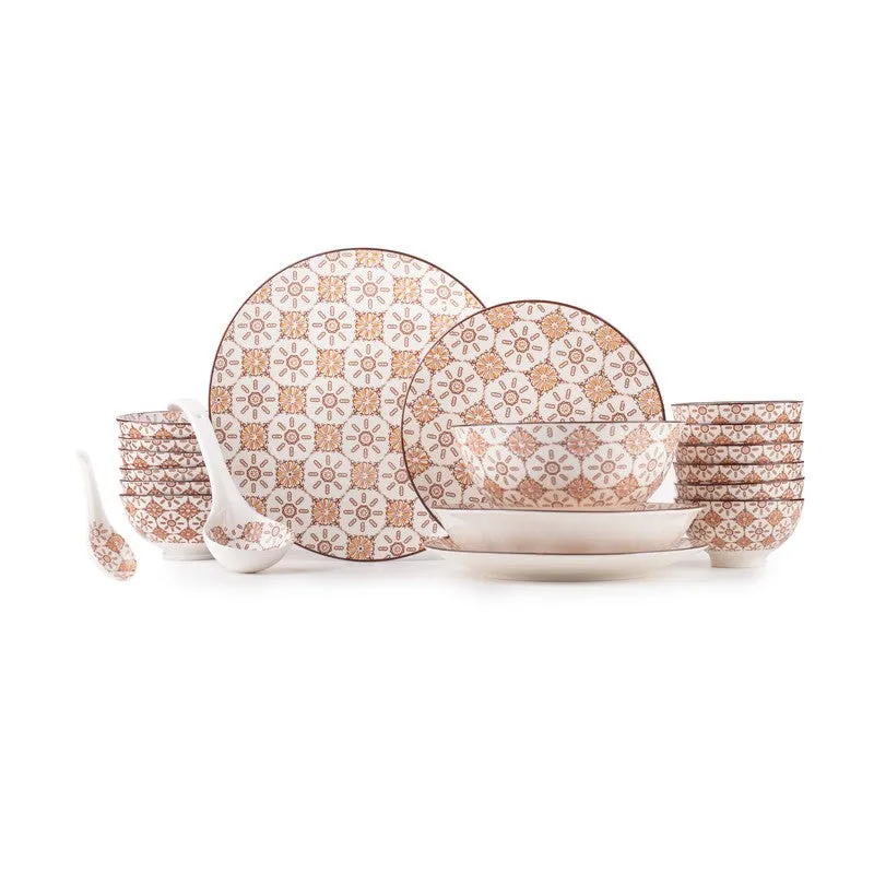 FeastTrail Porcelain Dinner Set (Brown) - 35 Piece Set media 3
