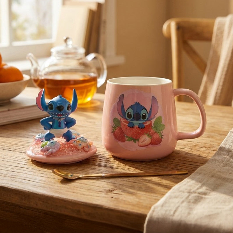 Berry Bliss Stitch Ceramic Coffee Mug With Lid (350 mL) - 350 mL