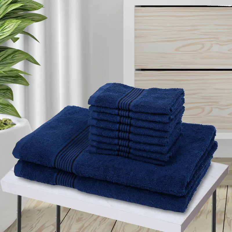Comfora Bath & Face Towel Set (Blue) - Ten Piece Set media 1