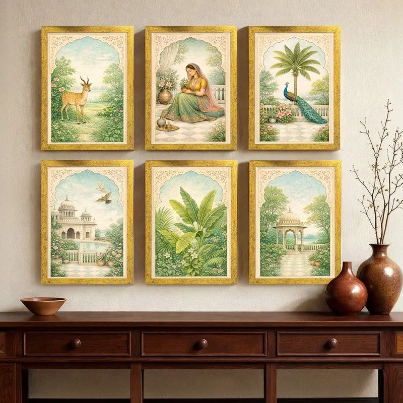 Elysian Paper Wall Painting With Frame - Set Of Six media 6