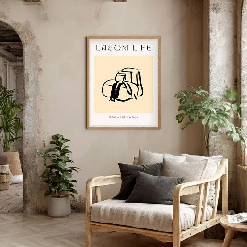 Hushed Routine Canvas Wall Painting With Brown Frame media 5