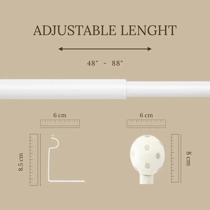 Polka Extendable 1" Single Curtain Rod With Round Finial & Brackets media 5