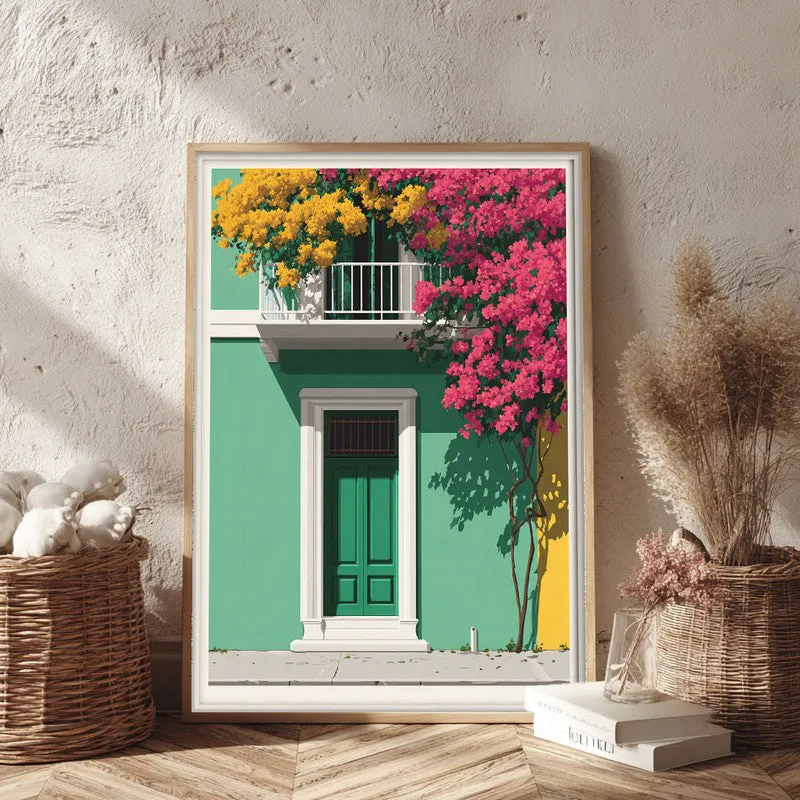 Petal Portico Canvas Wall Painting - Brown Frame media 3