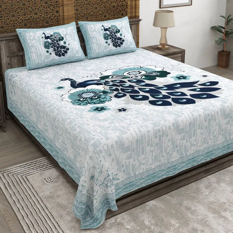 Classicon Cotton Bedsheet (Blue) - 240 TC media 1