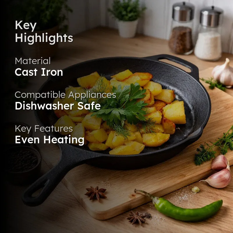 Solara Brewora Cast Iron Frying Pan with Handle - 2100 mL/12 Inch media 2