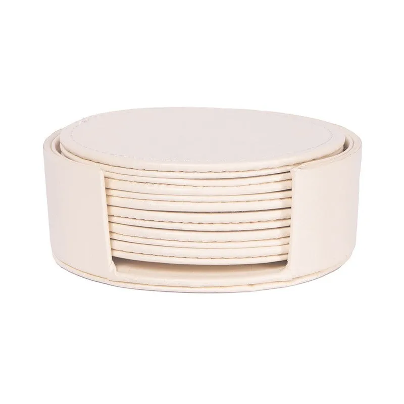 AarviDecor SoftEdge Faux Leather Coaster - Seven Piece Set media 7