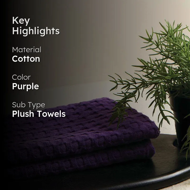 Haimi Textured Waffle Towel Combo (Purple) - Four Piece Set media 2