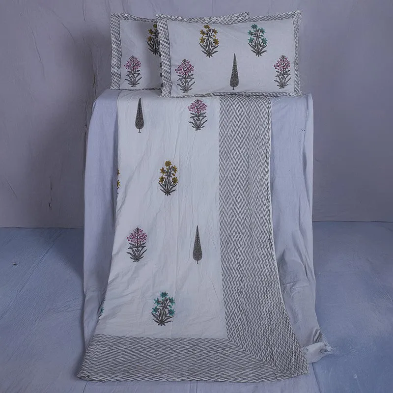 WhiteBloom Handblock Printed Cotton Bedsheet (Pink) - 400 TC media 6