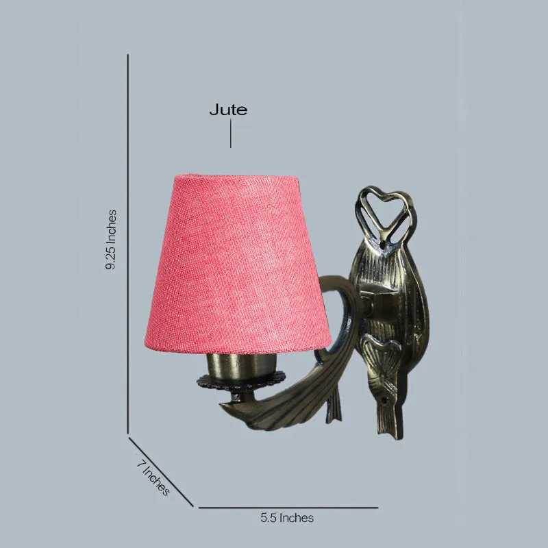 Love Gleam Atva Conical Fabric & Metal Wall Lamp - Pink media 4