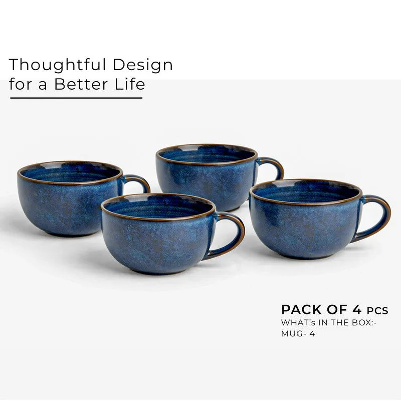 Cuddle Ceramic Tea Cup (250 mL Each),Dark Blue) - Set Of Four media 3