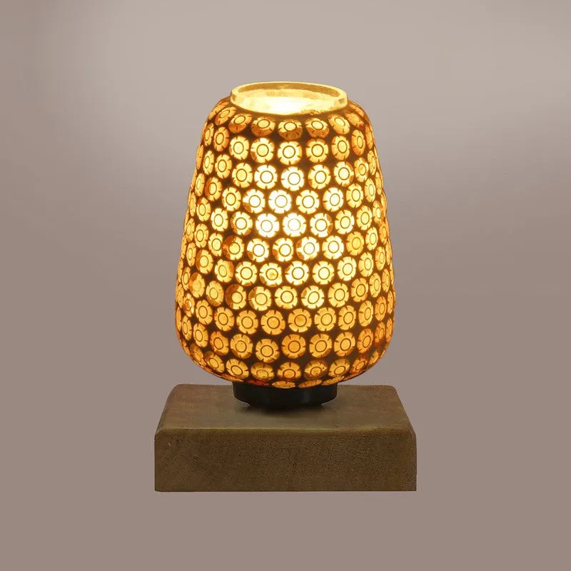 Grazia Glass Table Lamp With Wooden Base - Multicolor media 8