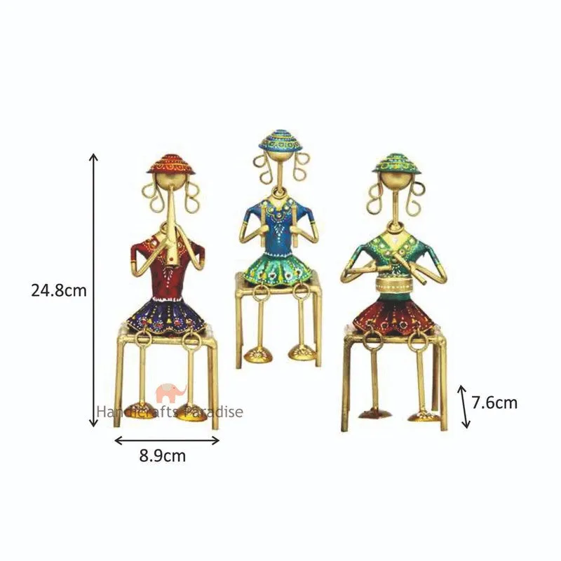 Seated Musician Ladies Iron Showpieces - Set Of Three media 6