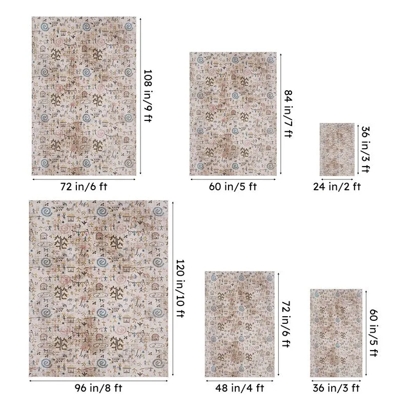 Celebrian Abstract Polyester Anti-Skid Carpet -Ivory & Brown media 14