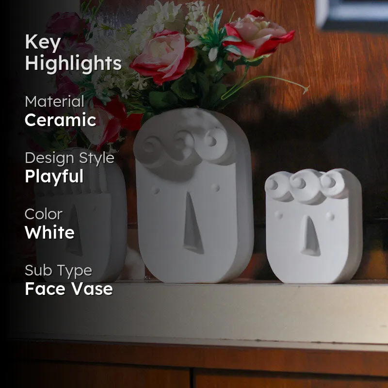 Clayfolk Ceramic Vase (White) - Set Of Three media 2