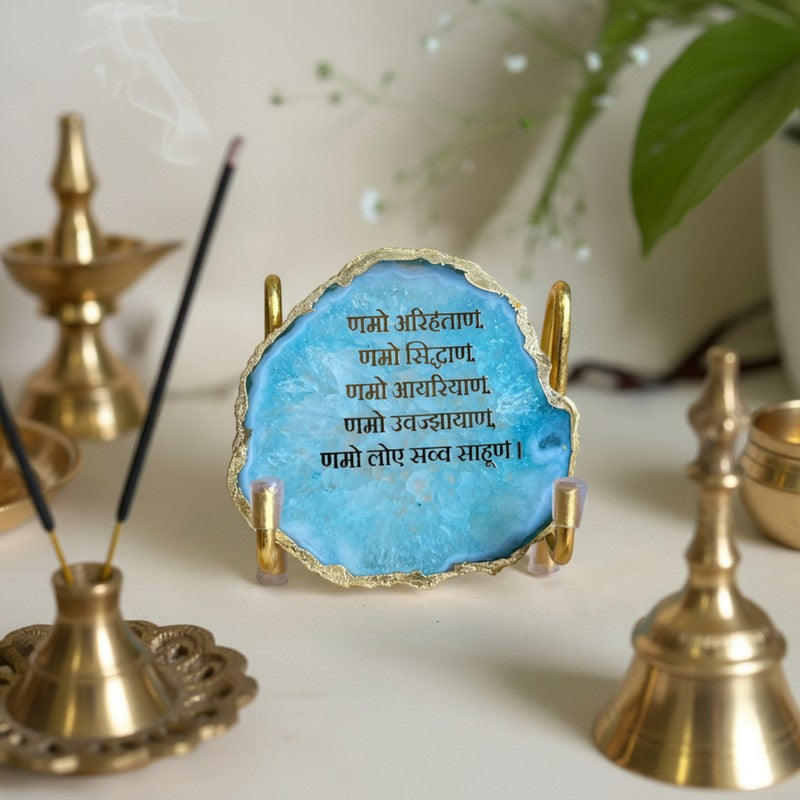 Namokar Handcrafted Agate Religious Accent - Turquoise media 3