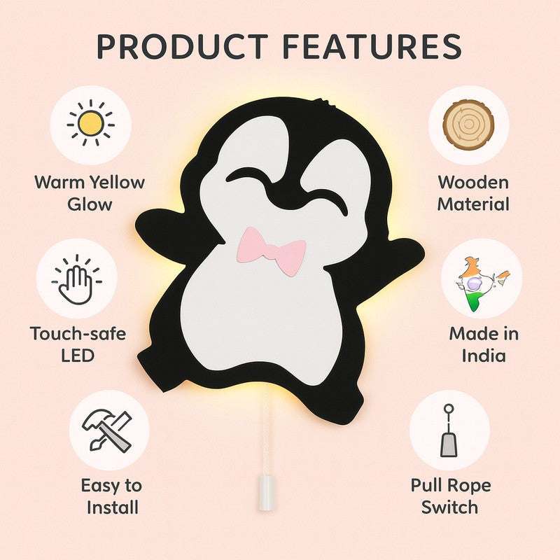Snuggle Penguin Battery Operated MDF Wall Lamp media 9