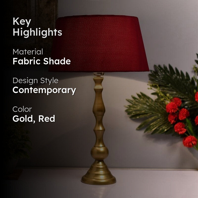 Graceful Gleam Gold Fabric Table Lamp - Gold,Red media 2