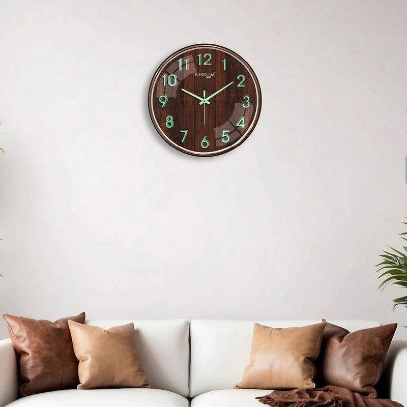 Elvric I Round Modern Plastic Wall Clock - Brown