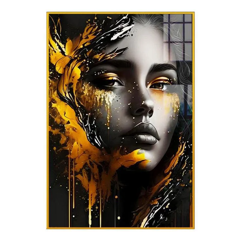 Gilded Silence Modern Canvas Wall Art With Frame - Gold media 3