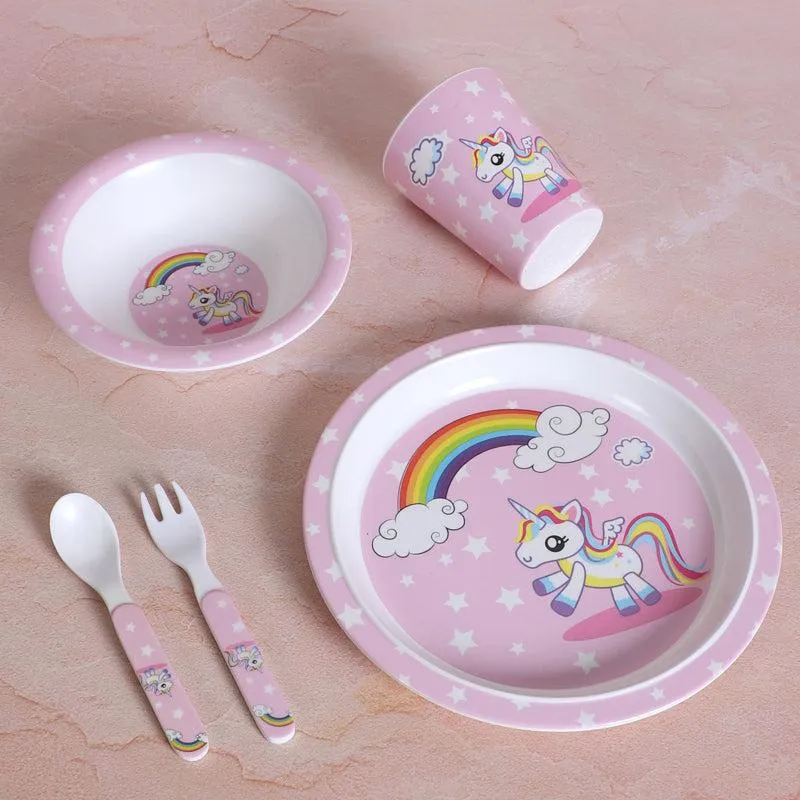 Unicorn Hop Kids Dinner Set - Five Piece Set media 3