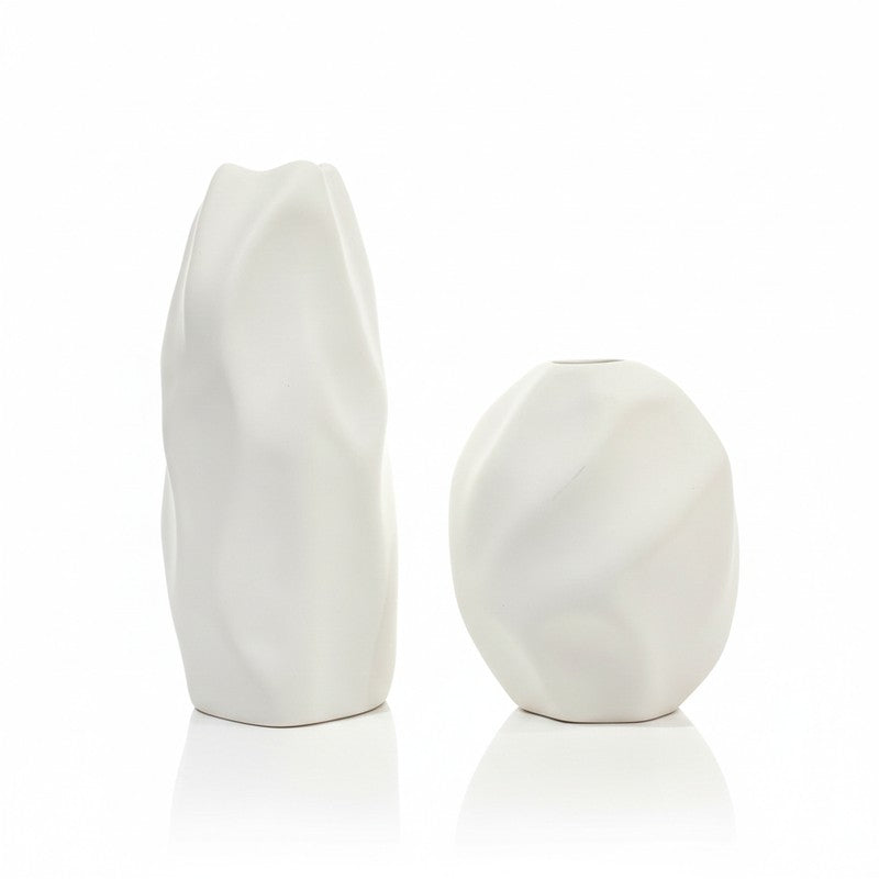 Sculpa Organic Sculpted Ceramic Vase(Ivory) - Set Of Two media 3