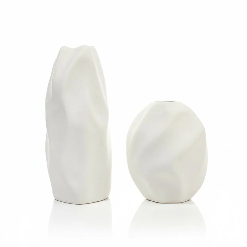 Sculpa Organic Sculpted Ceramic Vase(Ivory) - Set Of Two media 3
