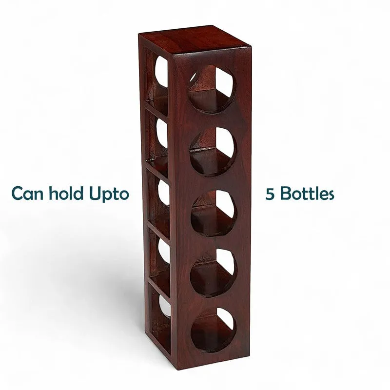 Zverox Sheesham Wooden Wine Rack - Deep Brown media 4