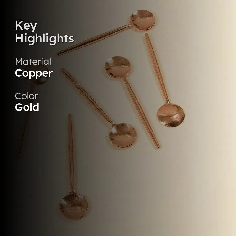 Gilded Tines Copper Dessert Spoon - Set Of Six media 2