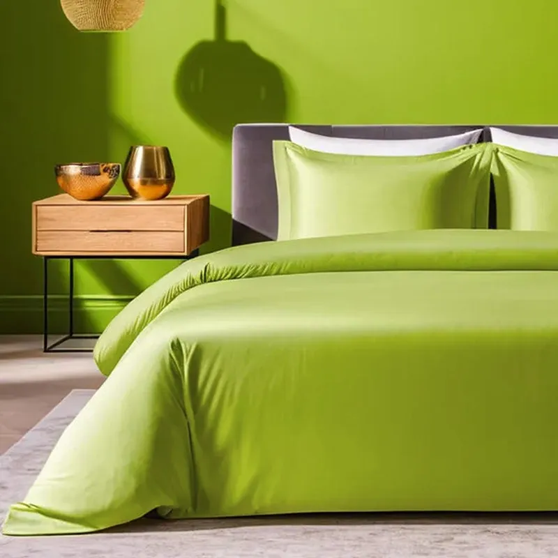 Moonweave Solid Cotton Bedsheet (Muted Green) - 400 TC media 5