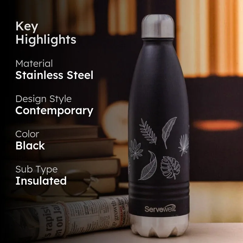 Leafy Mate Hot & Cold Thermos Bottle (Black) - 750 mL media 2