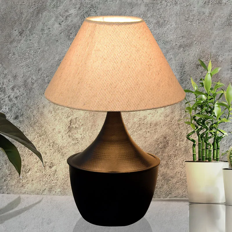 Obliqe Metal Table Lamp - Beige,Black media 1