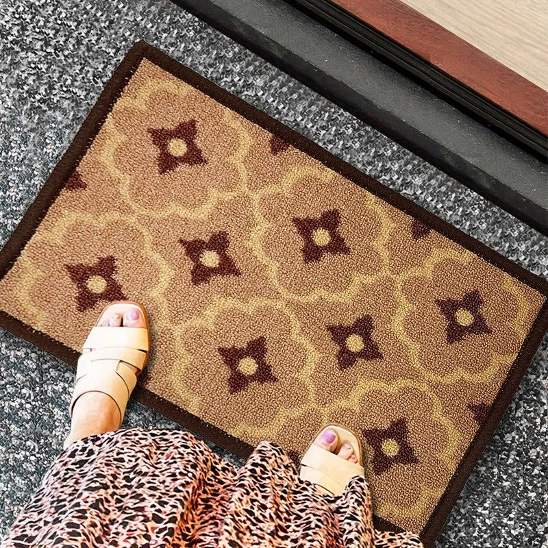 Eris Floral Nylon Door Mats - Brown,Beige media 3