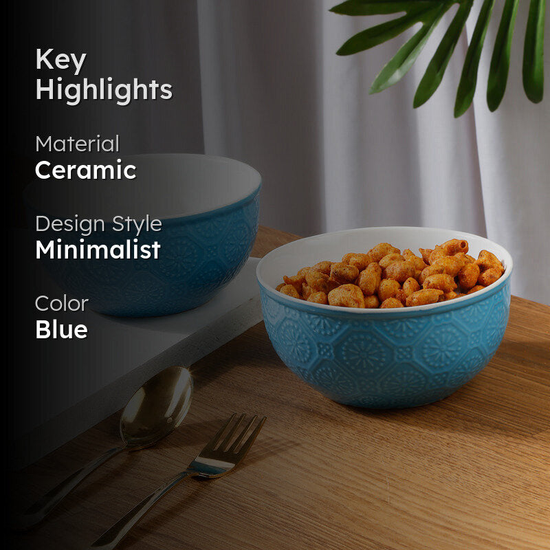 Cuppa Serving Bowl (Blue,600 mL) - Set Of Two media 2