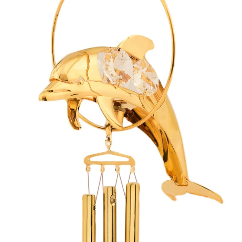 Golden Dolphin 24K Gold Plated Mild Steel Windchime media 5