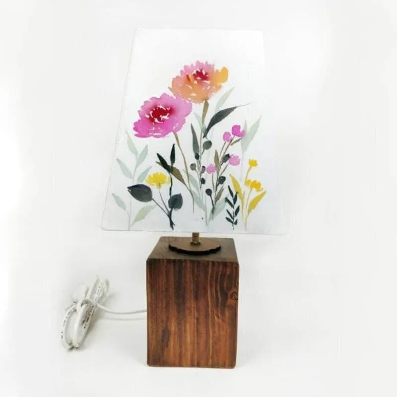 Scarlet Blossom Empire Handpainted Fabric Table Lamp - Multicolor media 5