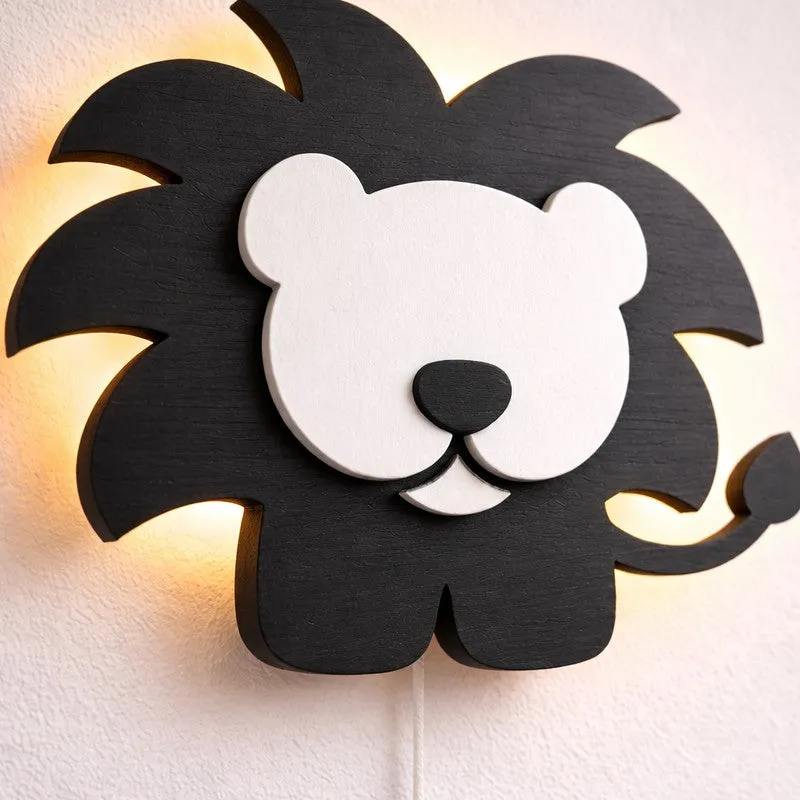 Pureva Lion Battery Operated MDF Wall Lamp - Black media 5