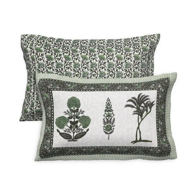 Pamia Ethnic Cotton Bedsheet (Olive Green) - 160 TC media 5