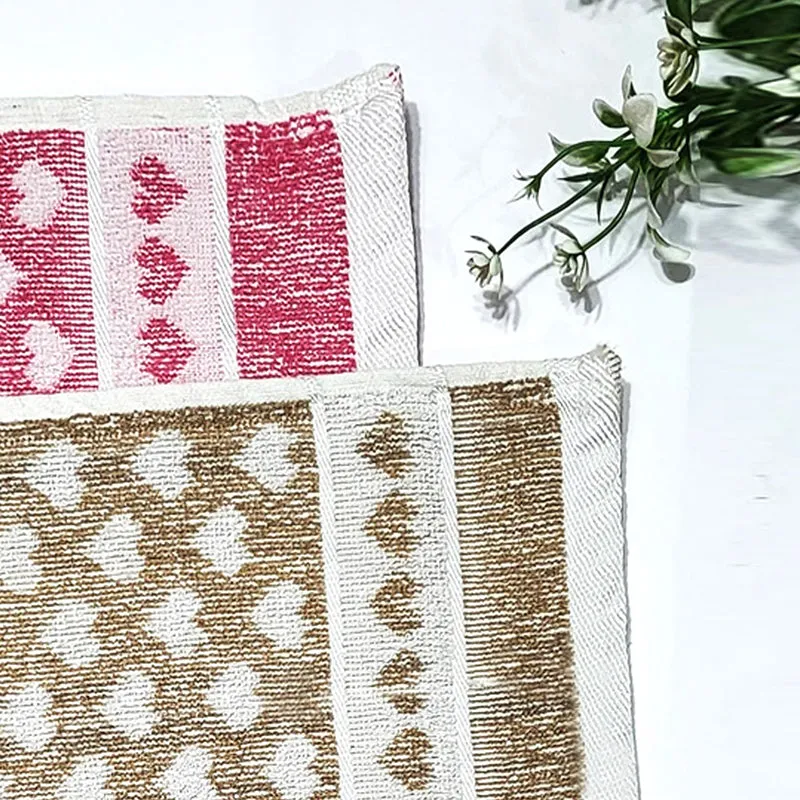 Love Lace Cotton Hand Towel (Pink & Brown) - Set Of Two media 2