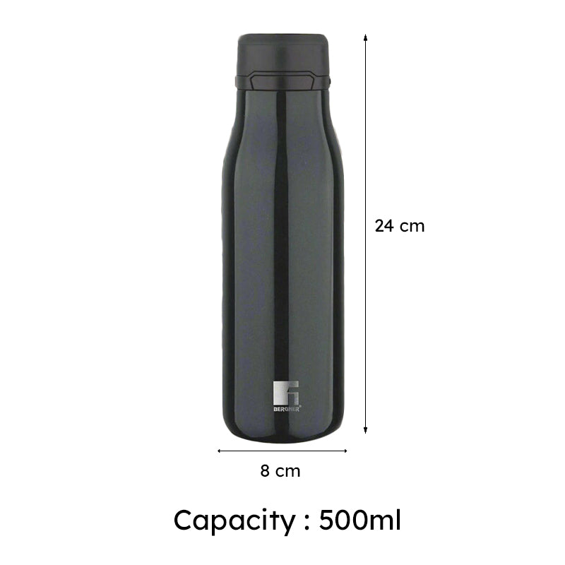 Bergner Walking Liquid Luxe Thermosteel Hot And Cold Flask (Black) - 500 mL media 6