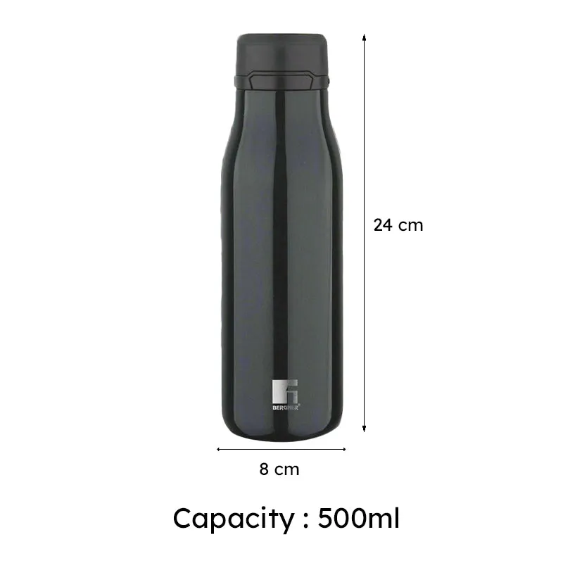 Bergner Walking Liquid Luxe Thermosteel Hot And Cold Flask (Black) - 500 mL media 6