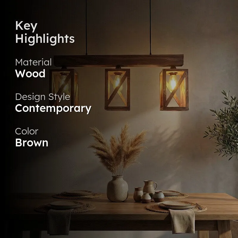 TriNest Wooden Ceiling Lamp - Brown media 2