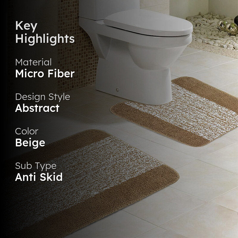 Marvis Anti Skid Bath Mat & Contour Mat (Beige) - Set of Two media 2