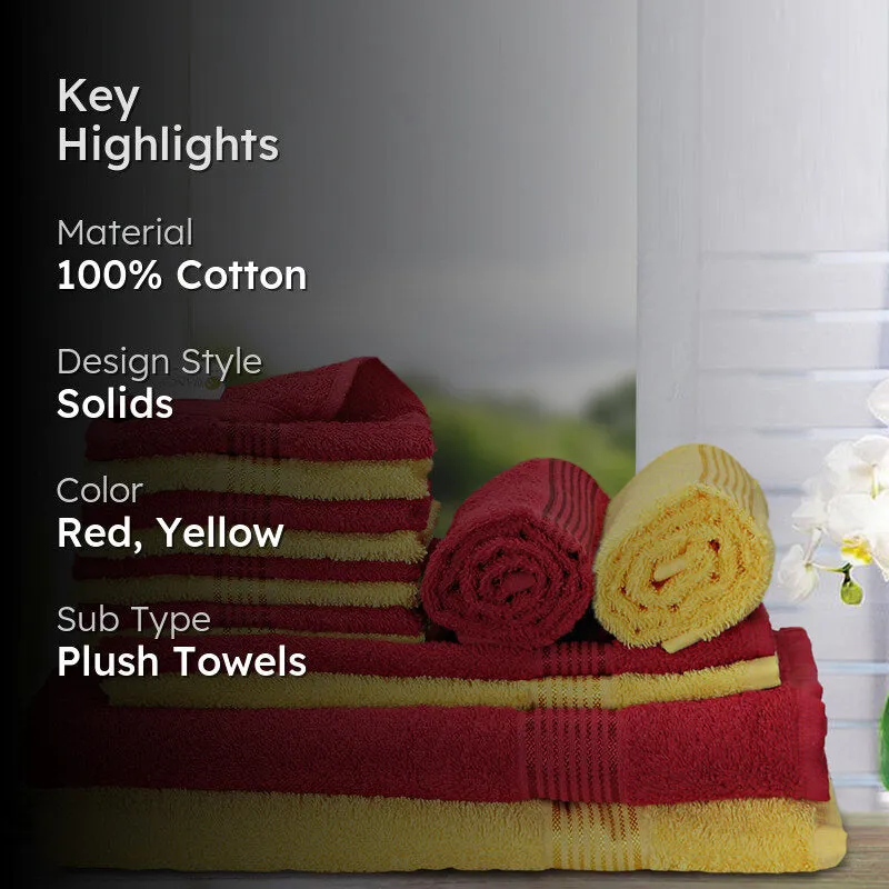 Comfora Towel Set (Red,Yellow) - Fourteen Piece Set media 2
